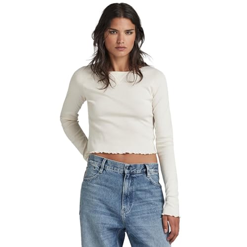 G-Star RAW Damen Cropped Baby sis Raglan r t ls wmn, Beige (Eggnog D23803-1141-G076), M von G-Star