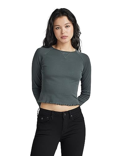 G-Star RAW Damen Cropped Baby sis Raglan r t ls wmn, Grau (Graphite D23803-1141-996), S von G-STAR