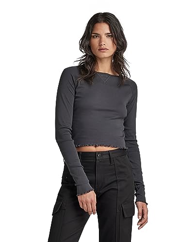 G-STAR RAW Damen Cropped baby sis raglan r t ls wmn, Grau (shadow D23803-1141-992), M von G-STAR RAW