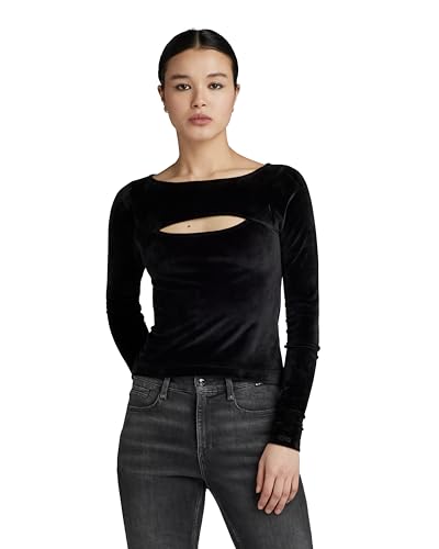 G-Star RAW Damen Cut-Out Slim Boatneck Top, Schwarz (dk Black D23811-D422-6484), S von G-STAR