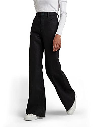 G-STAR RAW Damen Deck Ultra High Wide Leg Jeans, Schwarz (pitch black D19058-6578-A810), 26W / 30L von G-STAR RAW