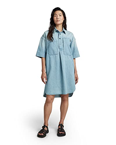 G-STAR RAW Damen Denim Shirt Kleid, Blau (sun faded cadet blue D22987-D303-D897), S von G-STAR RAW