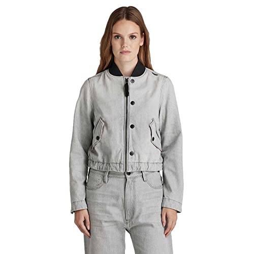 G-Star RAW Damen Drawstring Bomberjacke, Grau (Sun Faded Grey Limestone D20599-D109-D127), M von G-STAR