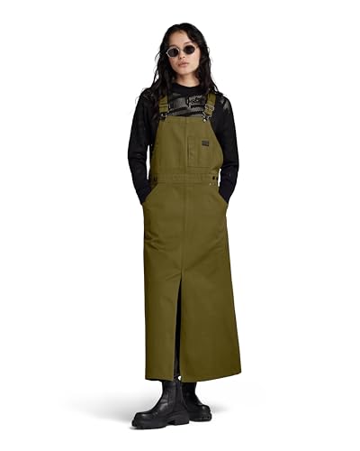 G-STAR RAW Damen Dungaree Kleid Sleeveless, Grün (dark olive D24247-C900-C744), M von G-STAR RAW