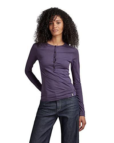 G-STAR RAW Damen Essential Henley Slim Top, Purpur (carbonne purple D22751-D344-0013), L von G-STAR RAW