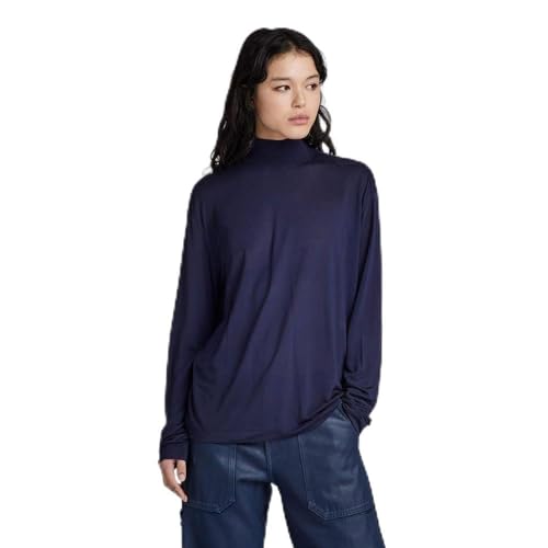 G-STAR RAW Damen Essential Mock Loose Top, Blau (warm sartho D24004-9297-C423), S von G-STAR RAW