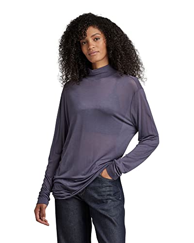 G-STAR RAW Damen Essential Mock Loose Top, Purpur (dk grape D22764-9908-800), L von G-STAR RAW