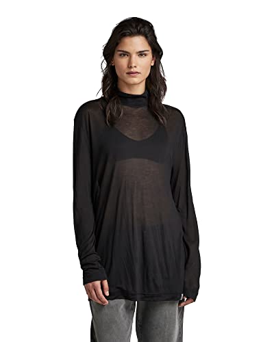 G-STAR RAW Damen Essential Mock Loose Top, Schwarz (dk black D22764-9908-6484), S von G-STAR RAW