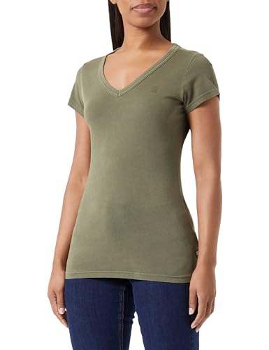 G-Star RAW Damen Eyben Slim V-Neck Top, Grün (Dark Olive gd D21314-B059-C793), XXS von G-STAR