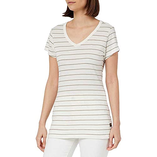 G-Star RAW Women's Tops Eyben Slim V-Neck Top, Mehrfarben (Milk/deep Walnut Stripe D21314-C483-G049), XS von G-STAR RAW