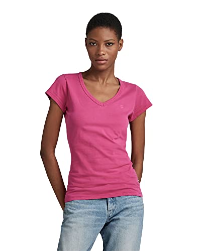 G-STAR RAW Damen Eyben Slim V-Neck Top, Rosa (fuchsia red gd D21314-B059-D827), XXS von G-STAR RAW