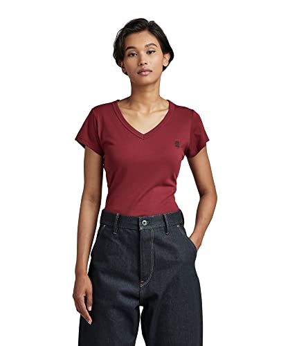 G-STAR RAW Damen Eyben Slim V-Neck Top, Rot (bright russet D21314-4107-9819), XXS von G-STAR RAW