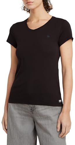 G-Star RAW Damen Eyben Slim V-Neck Top 2.0, Schwarz (dk Black D24533-4107-6484), M von G-Star RAW