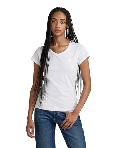 G-STAR RAW Damen Eyben Slim V-Neck Top 2.0, Weiß (white D24533-4107-110), XXS von G-STAR RAW