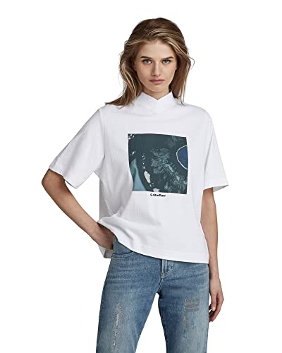 G-STAR RAW Damen Eye Dye Boxy Mock V-Neck Top, Weiß (white D23092-C336-110), XS von G-STAR RAW