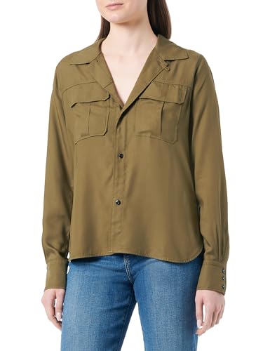 G-STAR RAW Damen Fitted officer shirt long sleeve, Grün (dark olive D23816-D297-C744), M von G-STAR RAW