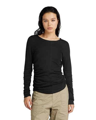 G-Star RAW Damen Gathered Slim Top, Schwarz (dk Black D24516-D528-6484), XXS von G-STAR