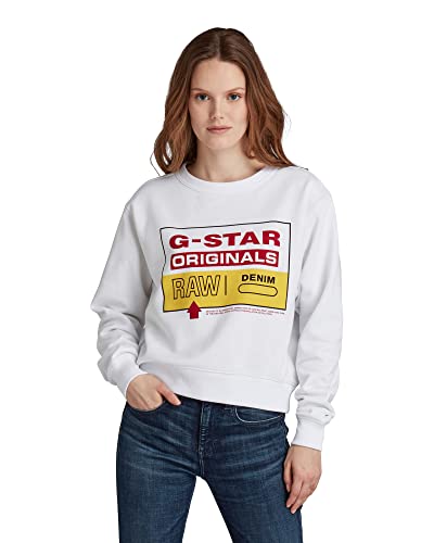 G-STAR RAW Damen Graphic Sweatshirt, Weiß (white D20746-A612-110), M von G-STAR RAW