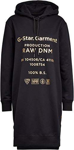 G-STAR RAW Damen Graphic Text Hooded Kleid, Schwarz (dk black D17768-A613-6484), XS von G-STAR RAW