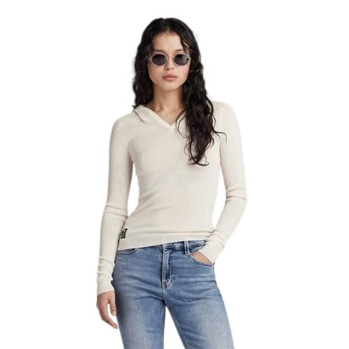 G-Star RAW Damen Hooded Slim Knitted Pullover, Beige (Eggnog D23928-B692-G076), XXS von G-STAR RAW