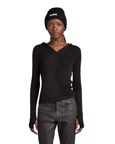 G-STAR RAW Damen Hooded Slim Knitted Pullover, Schwarz (dk black D23928-B692-6484), XL von G-STAR RAW