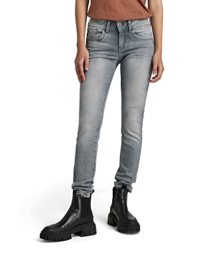 G-STAR RAW Damen Lynn Mid Skinny Jeans, Grau (faded industrial grey D06746-9882-B336), 28W / 30L von G-STAR RAW