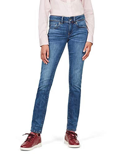 G-STAR RAW Damen Midge Saddle Straight Jeans, Mehrfarben (medium indigo aged D07145-8968-6028), 25W / 36L von G-STAR RAW