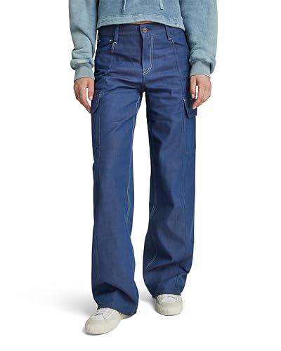 G-STAR RAW Damen Judee Cargo Low Waist Loose Jeans , Blau (raw denim D24673-D541-001), 27W / 32L von G-STAR RAW