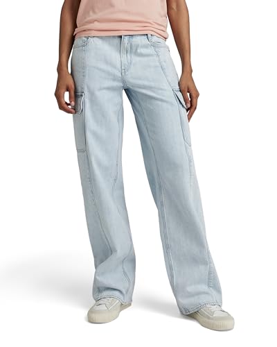 G-STAR RAW Damen Judee Cargo Low Waist Loose Jeans , Blau (sun faded piscina blue D24673-D536-G319), 31W / 34L von G-STAR RAW