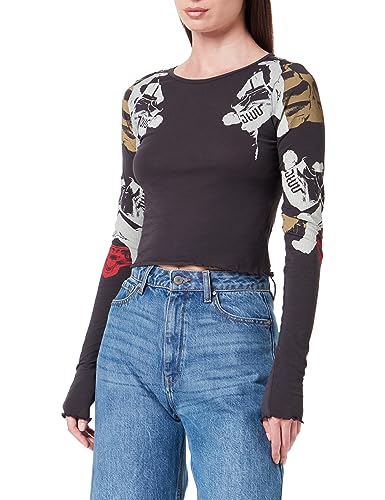 G-STAR RAW Damen Lookbook cropped baby sis r t long sleeve, Grau (shadow D23792-4107-992), L von G-STAR RAW