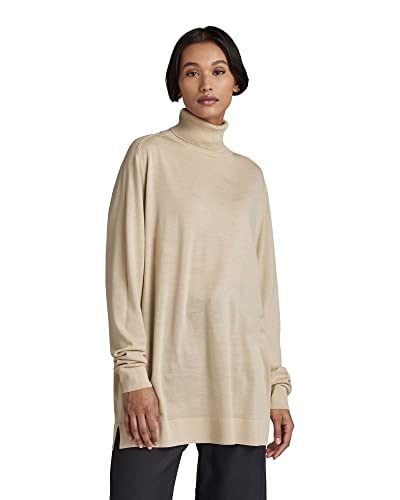 G-STAR RAW Damen Loose Knitted Turtleneck Pullover, Beige (brown rice D22502-B692-D309), L von G-STAR RAW