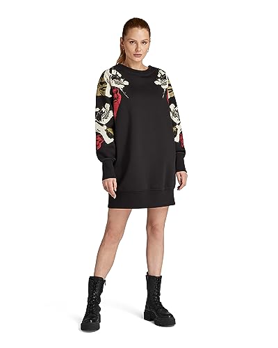 G-STAR RAW Damen Loose Graphic Sweat Dress r Long Sleeve, Schwarz (dk Black D24548-D425-6484), L von G-STAR RAW