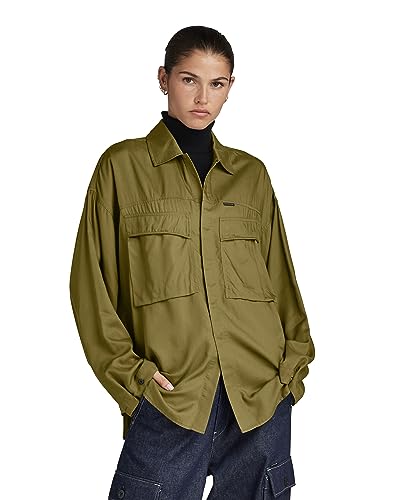 G-STAR RAW Damen Loose Pocket Hemd , Grün (dark olive D23819-D297-C744), M von G-STAR RAW