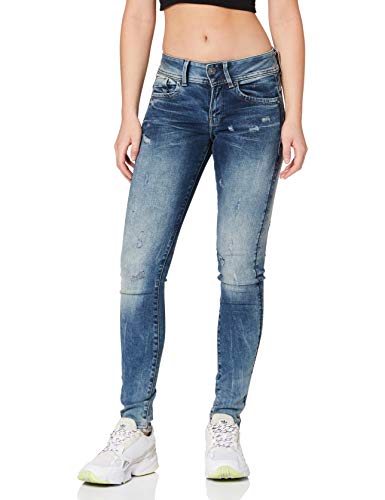 G-STAR RAW Damen Lynn Mid Skinny Jeans, Blau (vintage medium aged small destroy D06746-8968-9262), 25W / 32L von G-STAR RAW