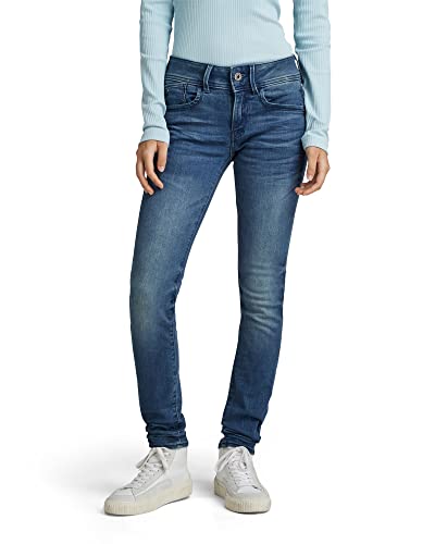 G-STAR RAW Damen Lynn Mid Waist Skinny Jeans, Blau (medium aged 60885-6550-071), 28W / 28L von G-STAR RAW