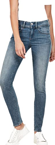 G-STAR RAW Damen Lynn Mid Waist Skinny Jeans, Medium Aged Destroyed, 28W x 32L von G-STAR RAW