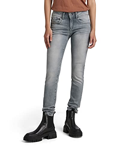 G-STAR RAW Damen Lynn Mid Skinny Jeans, Grau (faded industrial grey D06746-9882-B336), 30W / 34L von G-STAR RAW