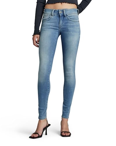 G-STAR RAW Damen Lynn Mid Super Skinny Jeans, Blau (sun faded blue D15266-9136-A587), 23W / 32L von G-STAR RAW