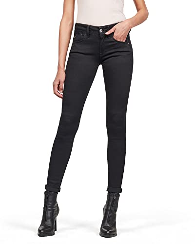 G-STAR RAW Damen Lynn Mid Super Skinny Jeans, Schwarz (pitch black D15266-9142-A810), 23W / 32L von G-STAR RAW