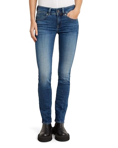 G-STAR RAW Damen Midge Saddle Straight Jeans, Mehrfarben (medium indigo aged D07145-8968-6028), 24W / 34L von G-STAR RAW