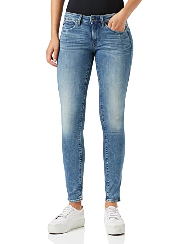 G-STAR RAW Damen Midge Zip Mid-Waist Skinny Jeans, Blau (lt vintage aged destroy D05281-8968-9114), 27W / 30L von G-STAR RAW