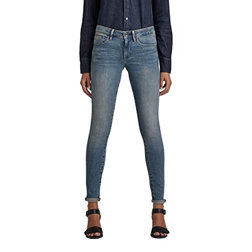 G-STAR RAW Damen Midge Zip Mid-Waist Skinny Jeans, Blau (lt vintage aged destroy D05281-8968-9114), 27W / 34L von G-STAR RAW