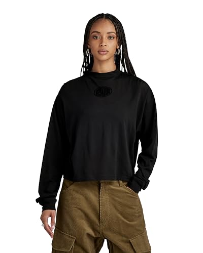 G-STAR RAW Damen Mock Graphic Loose Top, Schwarz (dk black D23868-C954-6484), M von G-STAR RAW