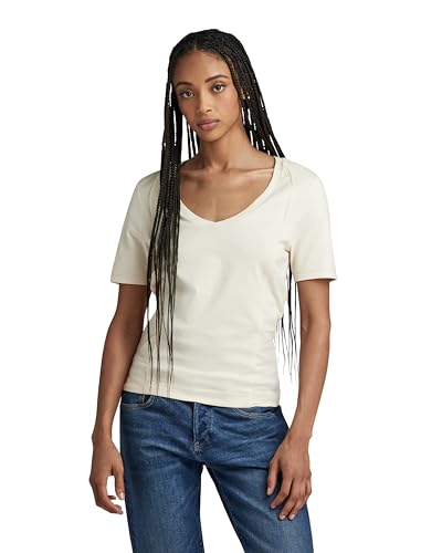 G-STAR RAW Damen Moto Slim U-Neck Top, Beige (antique white D24508-B771-G286), L von G-STAR RAW