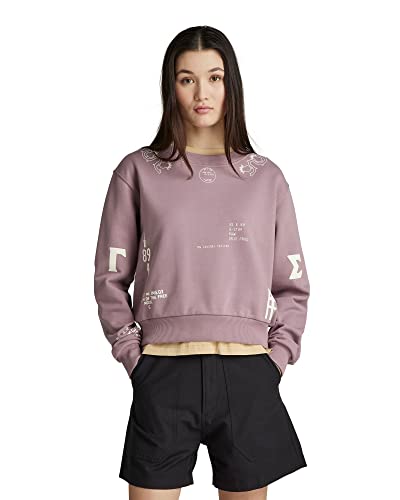 G-STAR RAW Damen Multi Graphic Cropped Loose Sweatshirt, Purpur (grape shake D22292-A613-D310), M von G-STAR RAW