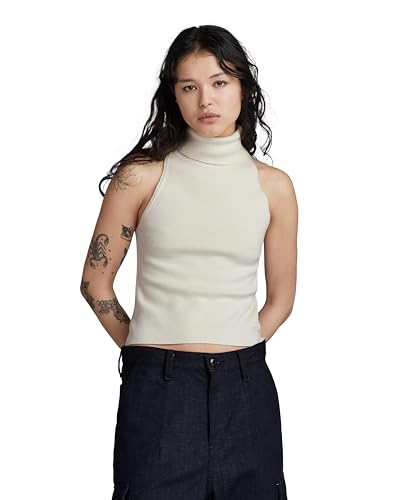 G-Star RAW Damen NY RAW Slim Knitted Top, Beige (Eggnog D24007-D487-G076), S von G-STAR