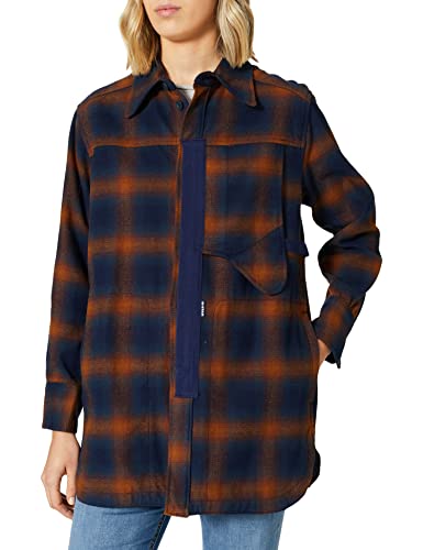 G-STAR RAW Damen Naval Collar Overshirt, Mehrfarben (sartho blue blur check D20557-C904-C755), S von G-STAR RAW