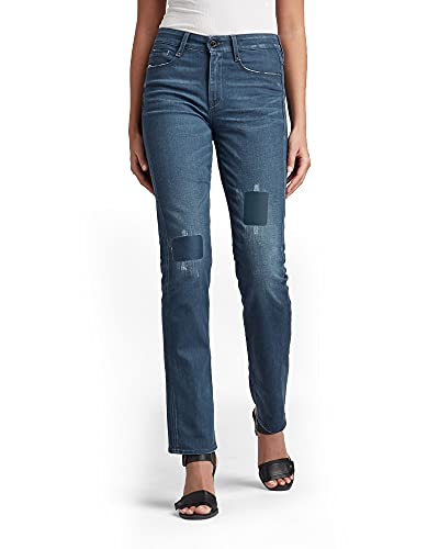 G-STAR RAW Damen Noxer Straight Jeans, Blau (worn in rivulet patch restored D17192-C048-C601), 26W / 30L von G-STAR RAW