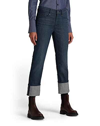 G-STAR RAW Damen Noxer Straight Jeans, Schwarz (worn in leaden D17192-C922-C776), 24W / 30L von G-STAR RAW
