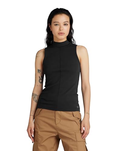 G-Star RAW Damen Open Back Mock Slim Top, Schwarz (dk Black D24502-D595-6484), S von G-Star RAW